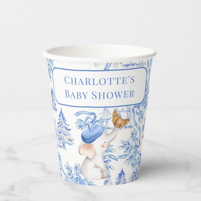 Bonjour Bebe Romantic French Girl Baby Showpap Pappbecher (Vorderseite)