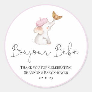 Bonjour Bebe Romantische Französisch Girl Baby Dus Runder Aufkleber