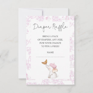 Bonjour Bebe Romantischer Girl Diaper Raffle Einladung