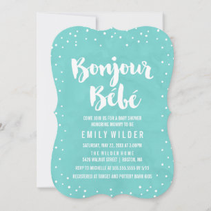 Bonjour Bebe Watercolor Babydusche Einladung