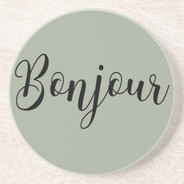 Bonjour-blackText Untersetzer (Vorne)