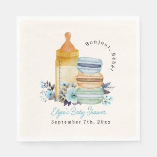 Bonjour Blaue Macarons Milch Floral Junge Baby Sho Serviette