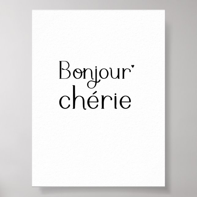 Bonjour Chérie - valentine typography poster (Vorne)