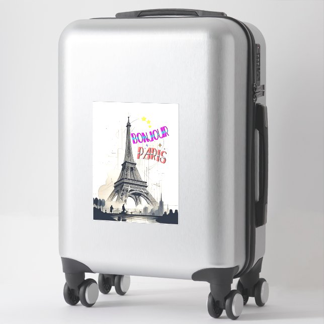 Bonjour Colorful Paris Aufkleber (Koffer)