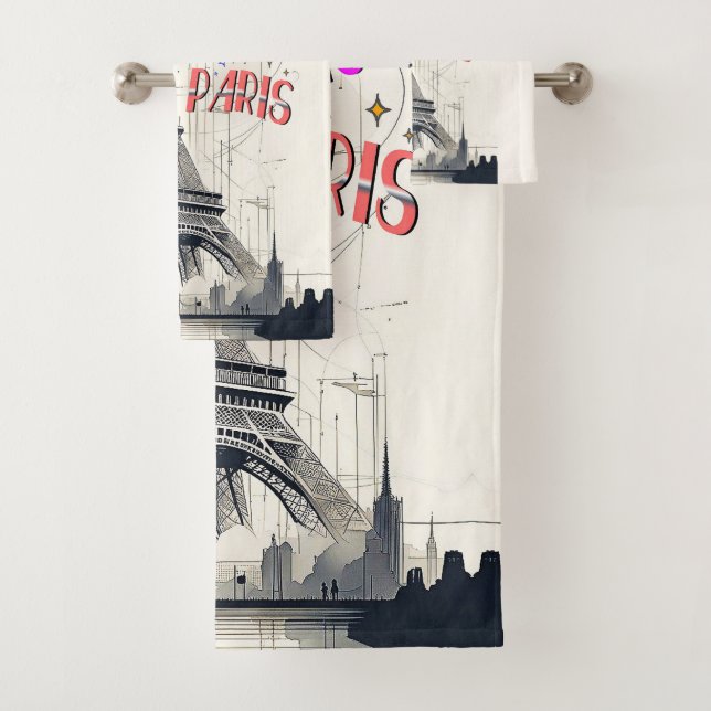 Bonjour Colorful Paris Badhandtuch Set (Insitu)