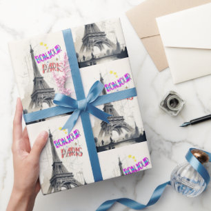 Bonjour Colorful Paris Geschenkpapier