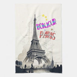 Bonjour Colorful Paris Geschirrtuch