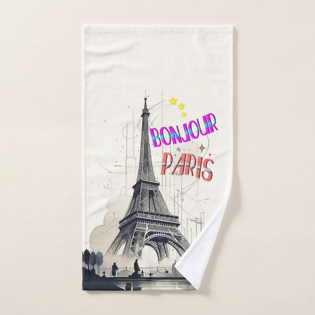 Bonjour Colorful Paris Handtuch (Handtuch)