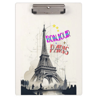 Bonjour Colorful Paris Klemmbrett
