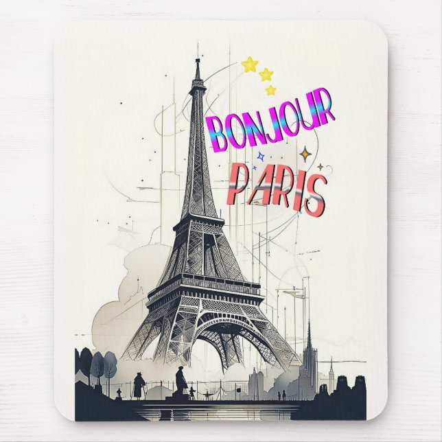 Bonjour Colorful Paris Mousepad (Vorne)