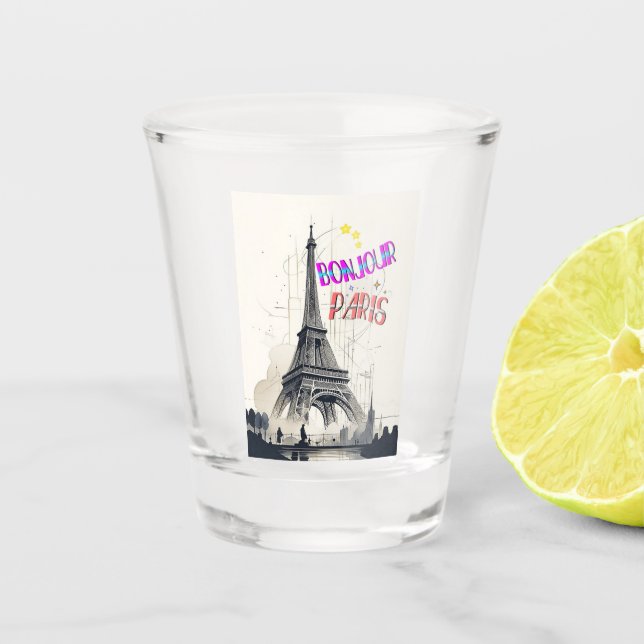 Bonjour Colorful Paris Schnapsglas (Vorderseite)