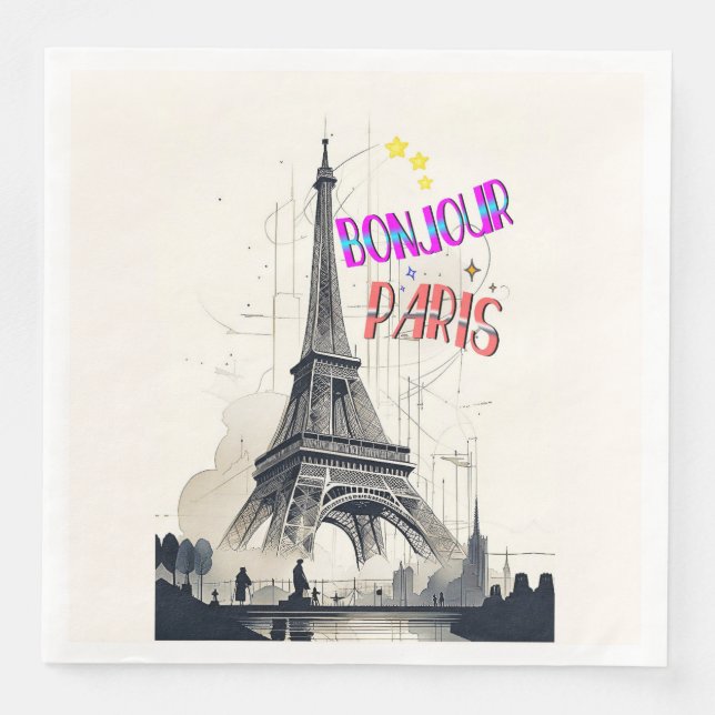 Bonjour Colorful Paris Serviette (Vorderseite)