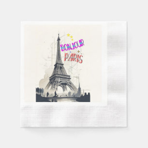 Bonjour Colorful Paris Serviette