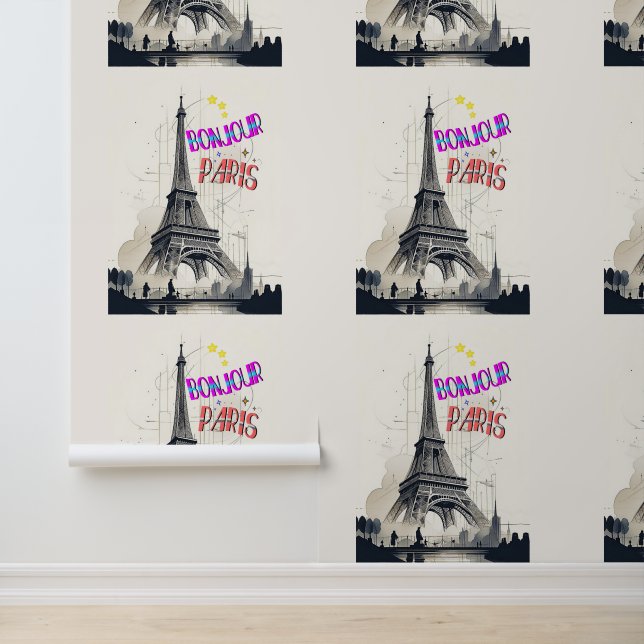 Bonjour Colorful Paris Tapete (Anwendung)