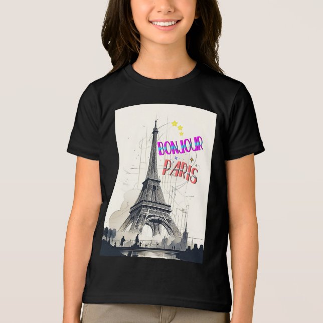 Bonjour Colorful Paris Tri-Blend Shirt (Vorderseite)