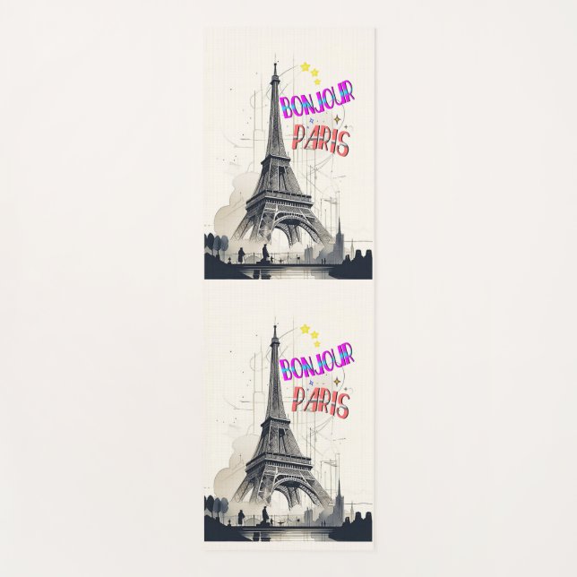 Bonjour Colorful Paris Yogamatte (Vorderseite)