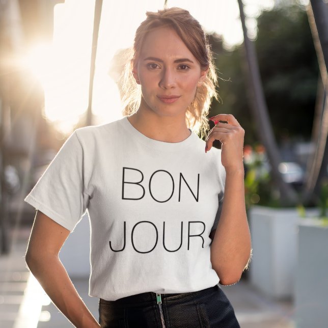 Bonjour Cool Minimal Typografie T-Shirt (Von Creator hochgeladen)