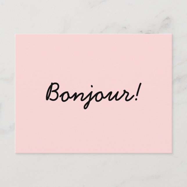 Bonjour Cream Ivory Modern Script Design Postkarte (Vorderseite)