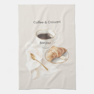 Bonjour Croissant & Kaffee   Geschirrtuch