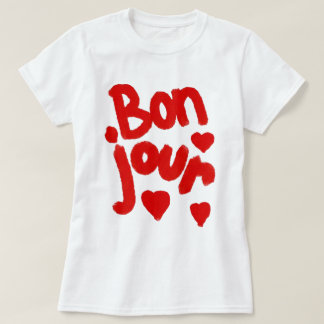 "Bonjour En Coeur", Weißes T-Shirt