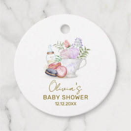 Bonjour Floral Macarons Milk Tea Baby Dusche Geschenkanhänger
