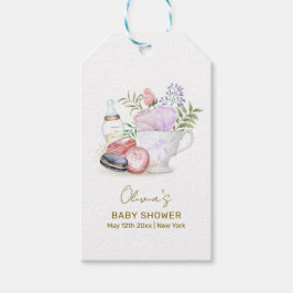 Bonjour Floral Macarons Milk Tea Baby Dusche Geschenkanhänger