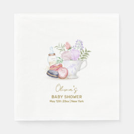 Bonjour Floral Macarons Milk Tea Baby Dusche Serviette