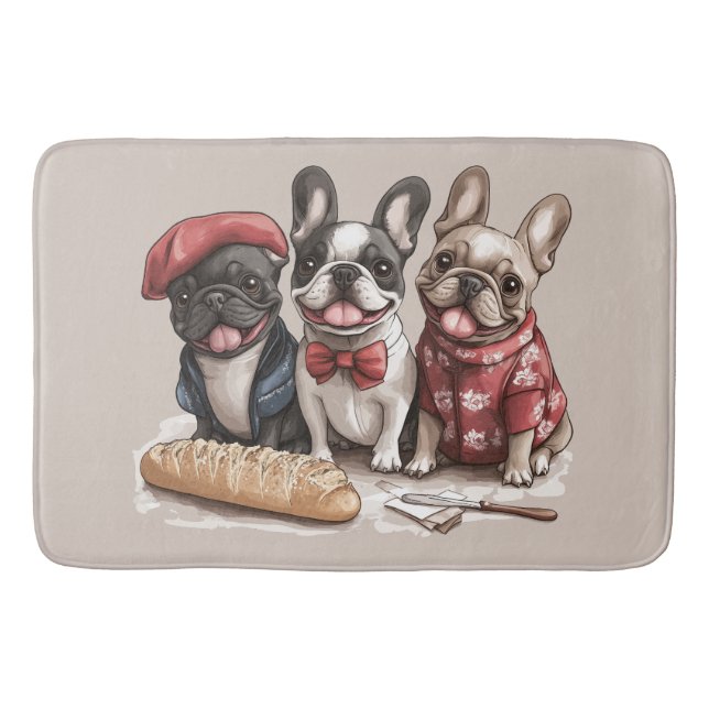 Bonjour Französische Bulldoggen Badematte (Vorderseite)