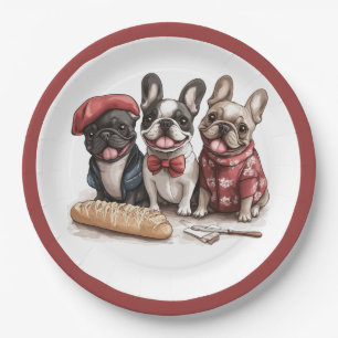 Bonjour Französische Bulldoggen Pappteller