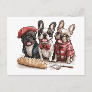 Bonjour Französische Bulldoggen Postkarte
