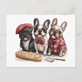 Bonjour French Bulldogs Postkarte