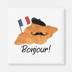 Bonjour French Croissant - Frankreich Funny Food Magnet