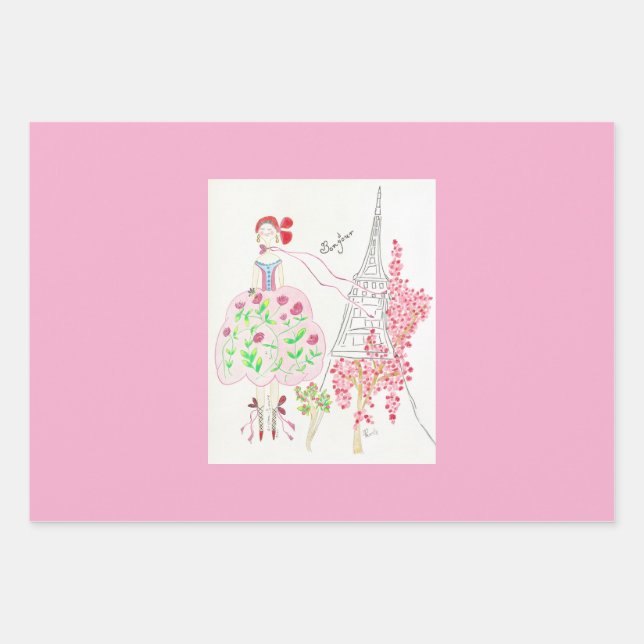 Bonjour French Doll Geschenkpapier Set (Vorderseite)