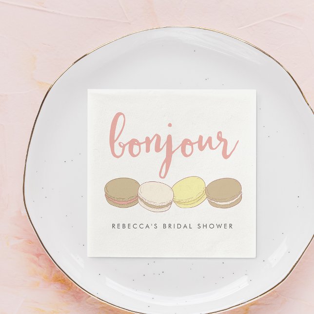 Bonjour French Macarons Brautparty Serviette (Von Creator hochgeladen)
