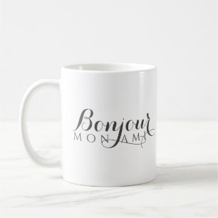 Bonjour Hallo Freund Elegantes französisches Skrip Kaffeetasse