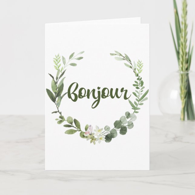 Bonjour Hello French Karte (Vorderseite)