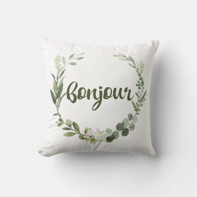 Bonjour Hello French Kissen (Vorderseite)