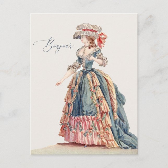 Bonjour Hello Friend Marie Antoinette Begrüßung Postkarte (Vorderseite)