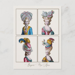 Bonjour Hello Friend Marie Antoinette Fashion Postkarte