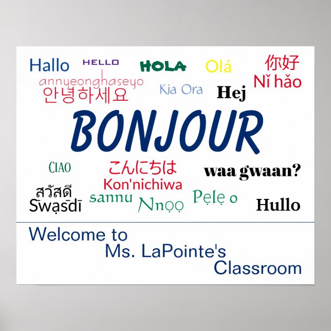 Bonjour Hello Languages World Colorful Family Poster (Vorne)