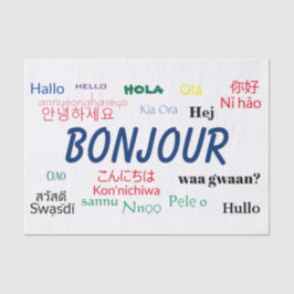 Bonjour Hello Languages World Travel Colorful Seidenpapier