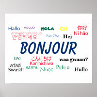 Bonjour Hello Many Languages World Travel Colorful