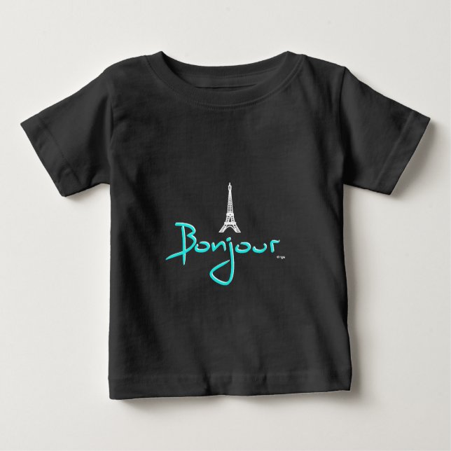 Bonjour (Hello) Paris Baby T-shirt (Vorderseite)