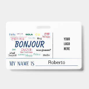 Bonjour Hello World Many Languages Logo Name Ausweis