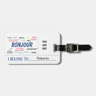Bonjour Hello World Many Languages Logo Name Gepäckanhänger