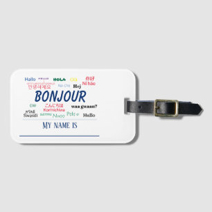 Bonjour Hello World Travel Languages Colorful Name Gepäckanhänger