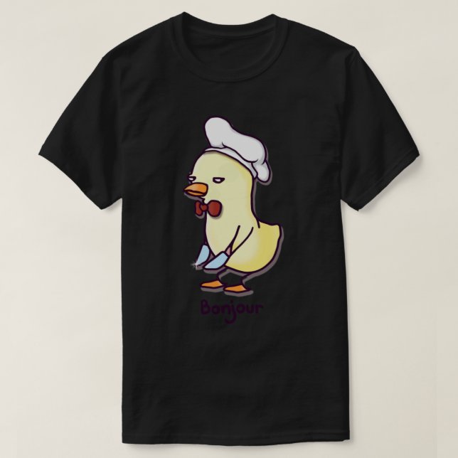 Bonjour Koch Goose - Kawaii Ente mit Messer T-Shirt (Design vorne)