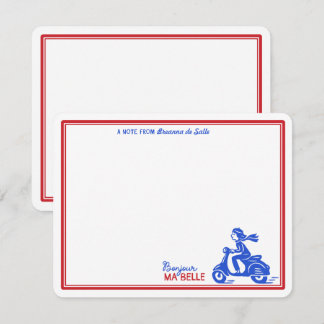 Bonjour Ma Belle Französischer Roller Personalisie Mitteilungskarte
