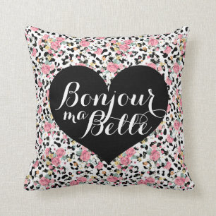 Bonjour Ma Belle Glamouröses Retro-Blumen-Leopar Kissen