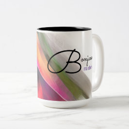 Bonjour Ma Chérie. Abstrakte Malerei Zweifarbige Tasse
